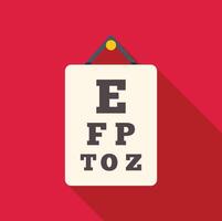Snellen eye chart hanging on red wall for vision examination vector