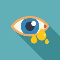 Human eye crying yellow tears with long shadow vector