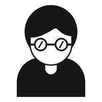 Young man wearing glasses is looking forward icon simple style vector