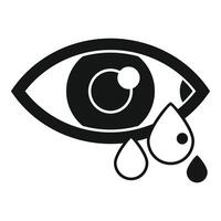 Human eye crying with tears falling from it icon vector