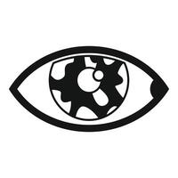Human eye showing gears inside iris representing concept of vision vector