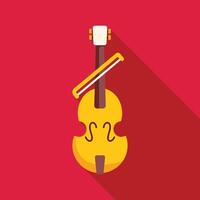 Yellow cello and bow on red background with long shadow vector