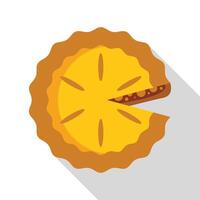 Delicious pumpkin pie missing one slice on white background vector