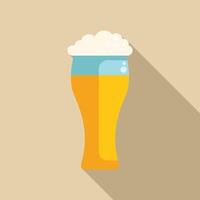Tall glass of beer with foam overflowing on top is standing on table vector