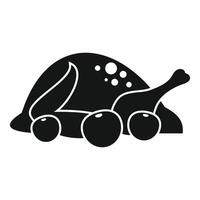 Whole roasted chicken with apples serving on plate icon vector