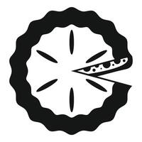 Delicious homemade pie with one slice missing icon vector