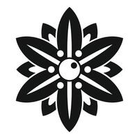 Black and white flower with round center blooming vector