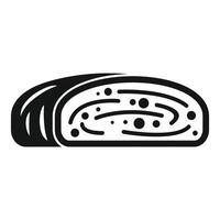 Swiss roll cake showing filling with raisins icon vector