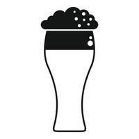 Tall glass of beer with foam overflowing simple icon vector