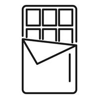 Opened chocolate bar wrapped in foil with square cubes is waiting for you vector