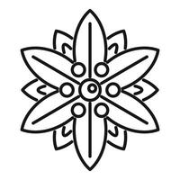 Black and white flower mandala with sharp petals forming a star shape vector