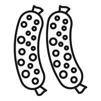 Two pickled gherkins floating in brine jar icon vector