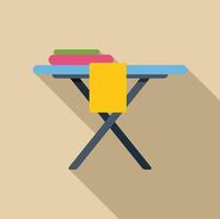 Ironing board with folded clothes waiting for ironing at home vector