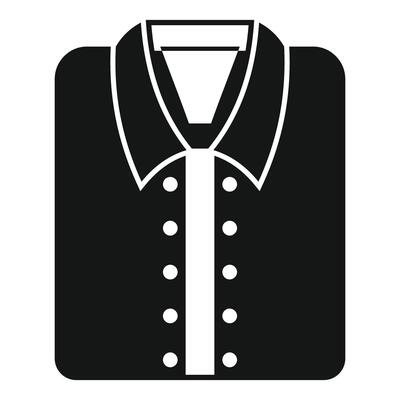 Black shirt with buttons and collar icon representing clothing and fashion