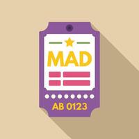 Purple ticket granting access to mad event icon vector