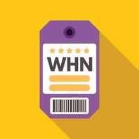 Purple price tag showing five star rating and barcode for quality and logistics concept vector