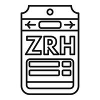 Airport boarding pass icon showing zrh destination vector