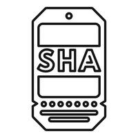 Sha algorithm hashing secure data encryption tag outline icon vector