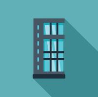 Modern office building with blue windows casting long shadow vector