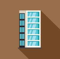 Modern office building casting long shadow on sunny day vector
