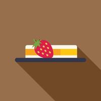 Strawberry sitting on top of a layered cake on a plate vector