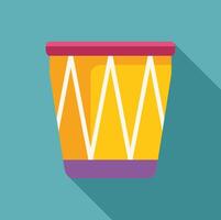 Yellow bongo drum making music with long shadow vector