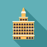 Big city hall with clock tower casting long shadow vector