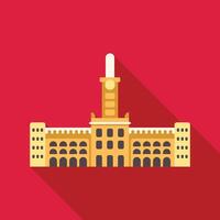 Big city hall building with clock tower flat design illustration vector