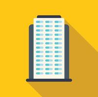 Modern office building with many windows casting long shadow on yellow background vector
