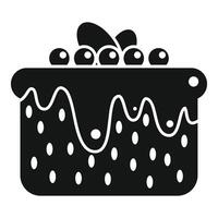 Delicious square cake dripping with icing and topped with berries icon vector