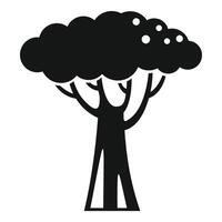 Black spreading tree with round crown growing in simple style vector