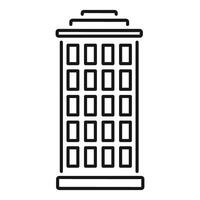 Simple black and white line art illustration depicting a tall city building with many windows vector