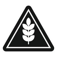 Black and white gluten free allergy warning sign with wheat symbol vector