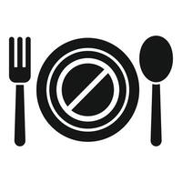Empty plate with forbidden symbol denoting anorexia vector