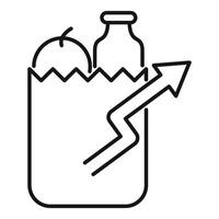 Grocery price inflation increasing depicted by graph arrow vector