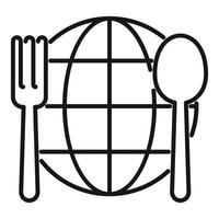 Fork and spoon embracing a globe for global cuisine concept vector