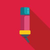 Asthma inhaler using modern flat style with long shadow on red background vector