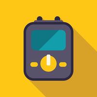 Electronic device with buttons and screen is lying on yellow background vector