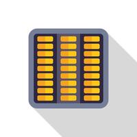 Electronic microchip showing three columns of golden contacts for computing power vector