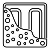 Modern underfloor heating system installing covering floor with tiles line icon vector