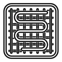 Underfloor heating system with pipes and heating elements icon vector