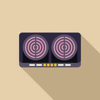 Modern electric stove top with two burners glowing red showing concept of cooking dinner vector