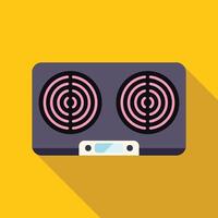 Modern electric stove top view with two burners displaying on yellow background vector