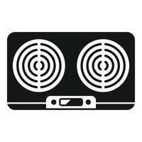 Modern induction double burner cooktop with digital display is heating vector
