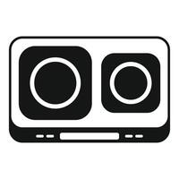 Modern electric double burner induction cooktop with touch control panel icon vector