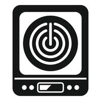Modern induction cooker with digital control panel displaying power button vector