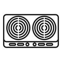 Electric hob with two burners and touch control panel icon vector