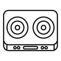 Modern double electric hob icon featuring two burners and digital controls, perfect for kitchen appliances and cooking themes vector