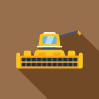 Combine harvester harvesting wheat in a field flat design icon vector