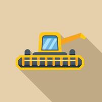 Yellow swamp buggy lifting with its crane arm flat design icon vector